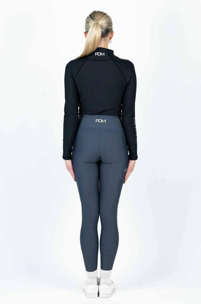 High Performance Horse Riding Tights with Pockets - Black