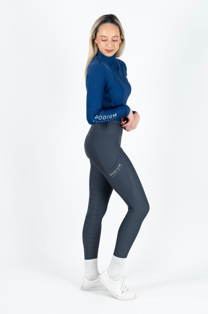 High Performance Horse Riding Tights with Pockets - Black