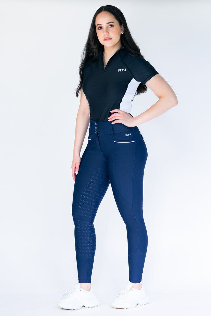 High Performance Horse Riding Tights with Pockets - Blue